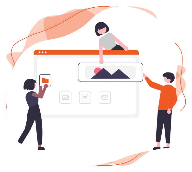 A group of people customizing a website